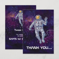 Birthday. Astronaut in Space with Stars & Galaxy.