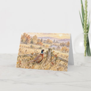 Birthday Autumn Pheasant in Country Field Card