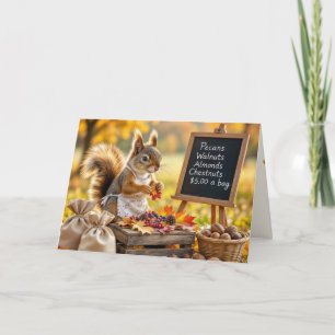 Birthday Autumn Squirrel with Nuts Card