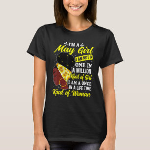 Birthday Awesome Black Queen Born In May Sunflower T-Shirt