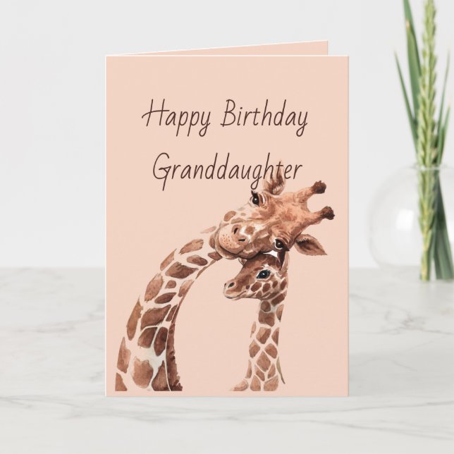 Birthday Awesome Granddaughter Fun Giraffe Animal Card (Front)