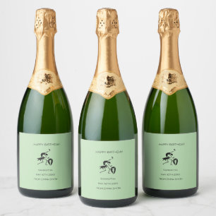 Birthday, Awesome Silhouette Celebration Dancer Sparkling Wine Label