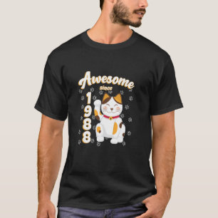 Birthday Awesome Since 1988 Men's Women's Cat Wavi T-Shirt