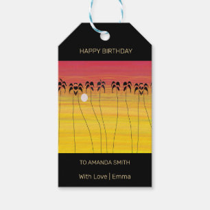 Birthday, Awesome Tropical Sunset Gift Tags