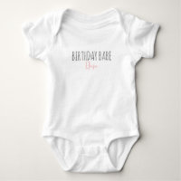 Birthday Babe Cute Pink Script Name First Birthday