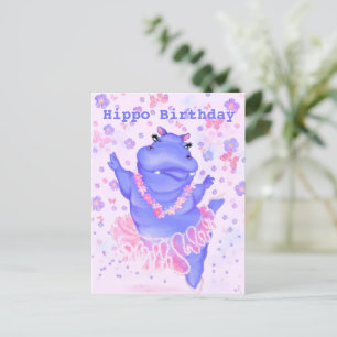 Birthday Baby Card Ballerina Hippo - Your Text