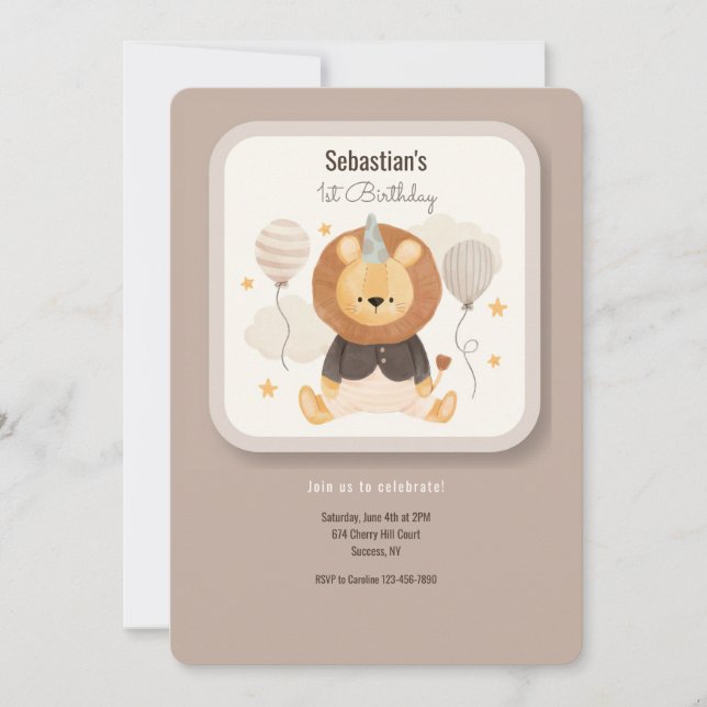 Birthday Baby Lion Invitation (Front)