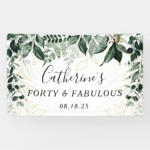 Birthday Backdrop, Watercolor Botanic Greenery  Banner