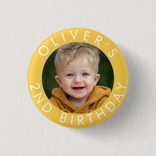 Birthday Badge Custom Name & Age 1 Inch Round Button (Front)