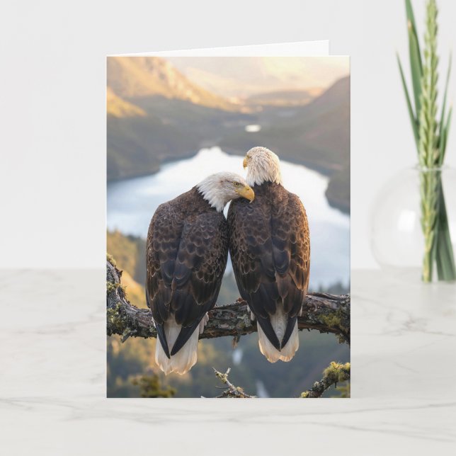 Birthday Bald Eagles Overlooking a Valley Card (Front)