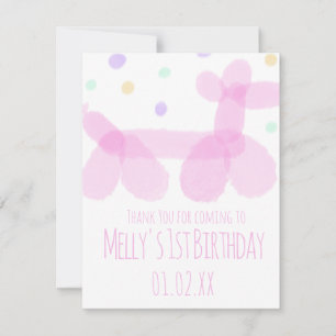 Birthday Balloon Animals Pink Pastel Party RSVP Card