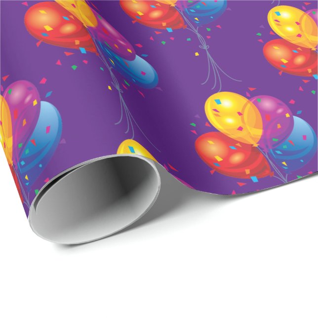 birthday balloon bouquet on purple wrapping paper (Roll Corner)