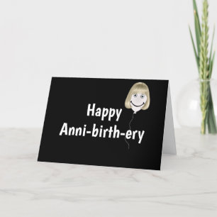 Birthday Balloon Face On Black Card