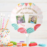 Birthday Balloon Gold Pink Confetti Photos Any Age<br><div class="desc">Fun,  festive birthday balloon for any age featuring pink,  gold and green balloons,  streamers and confetti,  your 2 photos and 2 lines of custom text.  Colourful,  spirited and classic - the perfect balloon for kids and adults.</div>