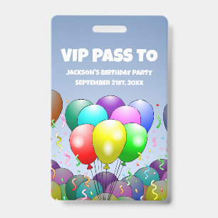 Birthday Balloon Party Badge