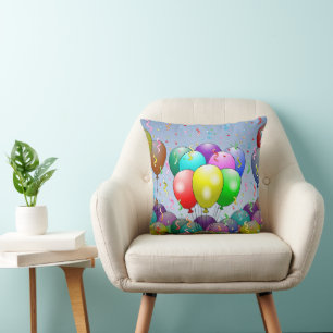 Birthday Balloon Party Throw Pillow