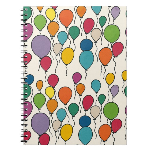Birthday Balloon Watercolor Blank Journal Notebook (Front)