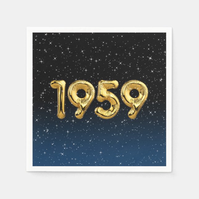 Birthday Balloons 1959 In Stars Napkin (Front)