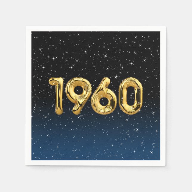 Birthday Balloons 1960 In Stars Napkins (Front)