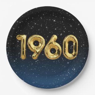 Birthday Balloons 1960 In Stars Paper Plate