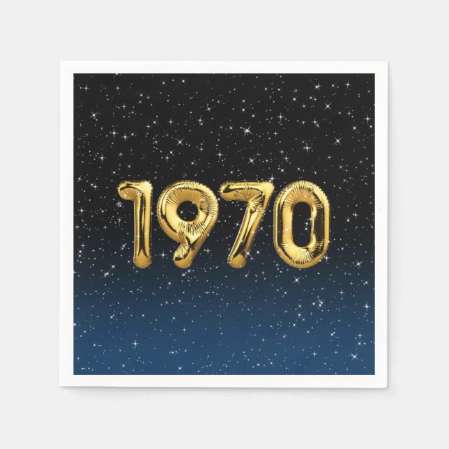Birthday Balloons 1970 In Stars  Napkin (Front)