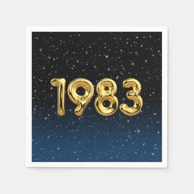 Birthday Balloons 1983 In Stars Napkin (Front)