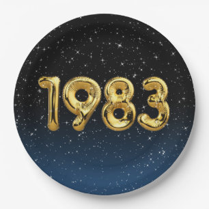 Birthday Balloons 1983 In Stars Paper Plate