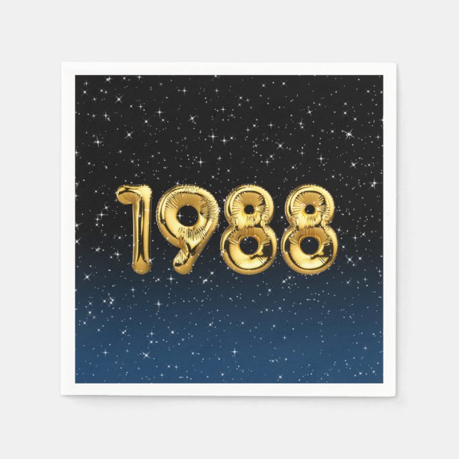Birthday Balloons 1988 In Stars Napkins (Front)