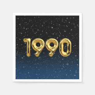 Birthday Balloons 1990 In Stars Napkin