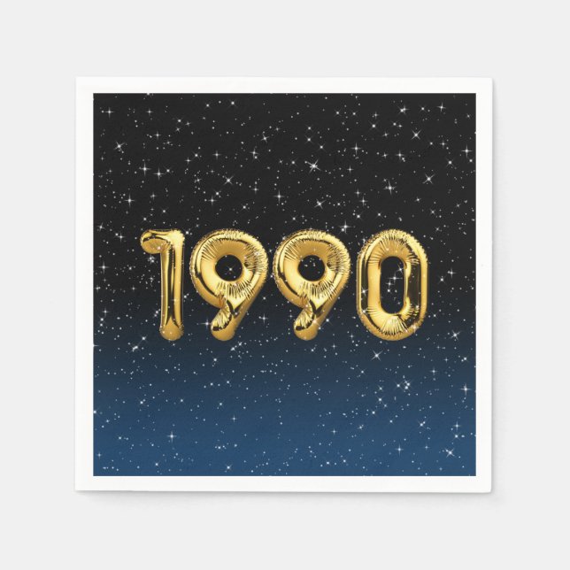 Birthday Balloons 1990 In Stars Napkin (Front)