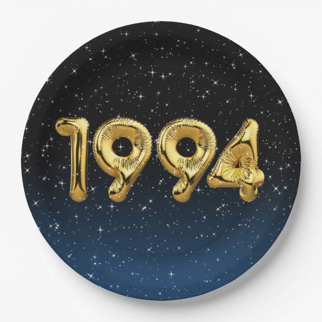 Birthday Balloons 1994 In Stars Paper Plate (Front)