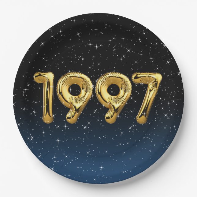Birthday Balloons 1997 In Stars Paper Plate (Front)