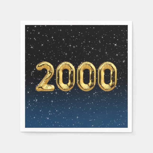 Birthday Balloons 2000 In Stars Napkins (Front)
