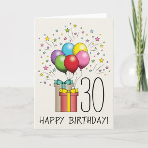 Birthday Balloons And Presents With Age And Text Card