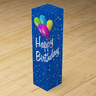 Birthday Balloons and Raindrops On Blue Wine Box