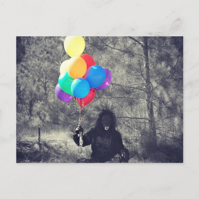 birthday balloons ape postcard (Front)