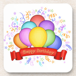 Birthday Balloons & Banner Coaster Set