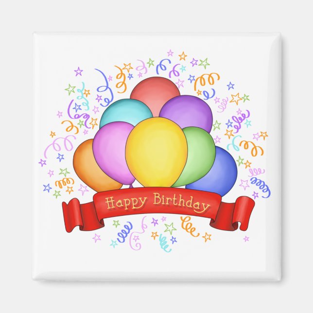 Birthday Balloons & Banner Magnet (Front)