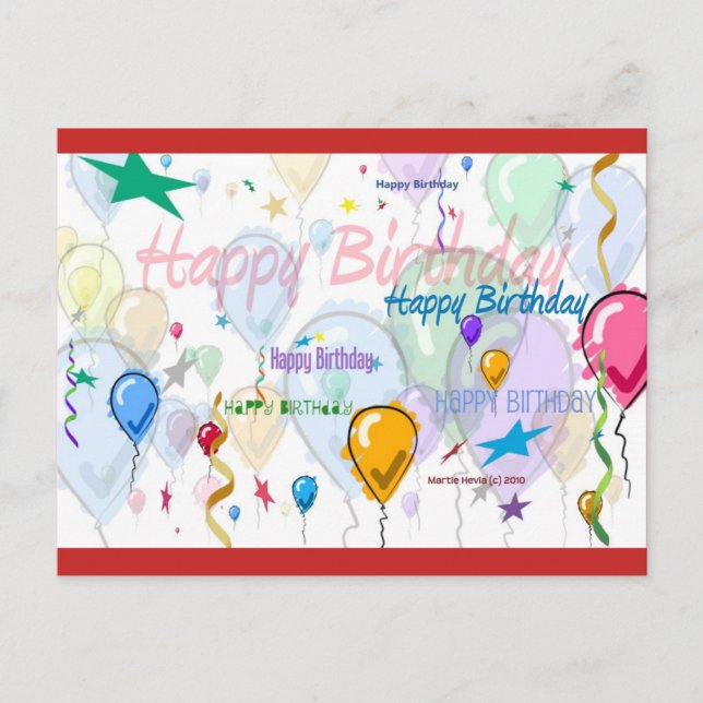 Birthday Balloons | Blue Beach Song™ Postcard (Front)