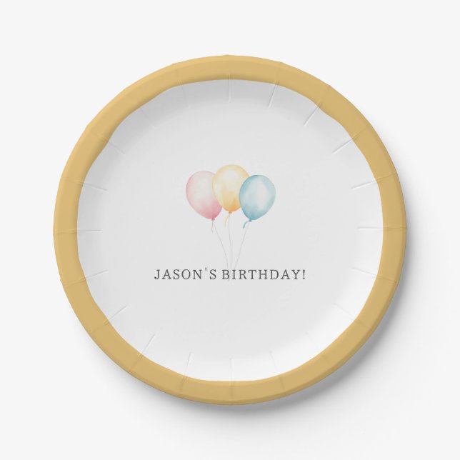 Birthday Balloons Custom Paper Plate (Front)
