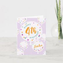 Birthday balloons customizable birthday card lilac