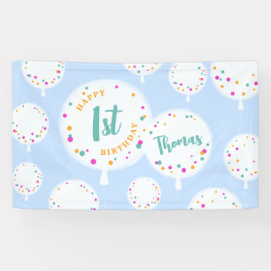 Birthday balloons customizable vinyl banner blue