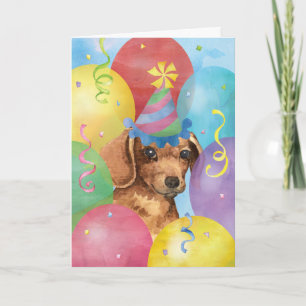 Birthday Balloons Dachshund Card