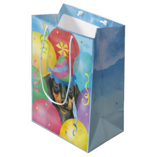 Birthday Balloons Doberman Medium Gift Bag
