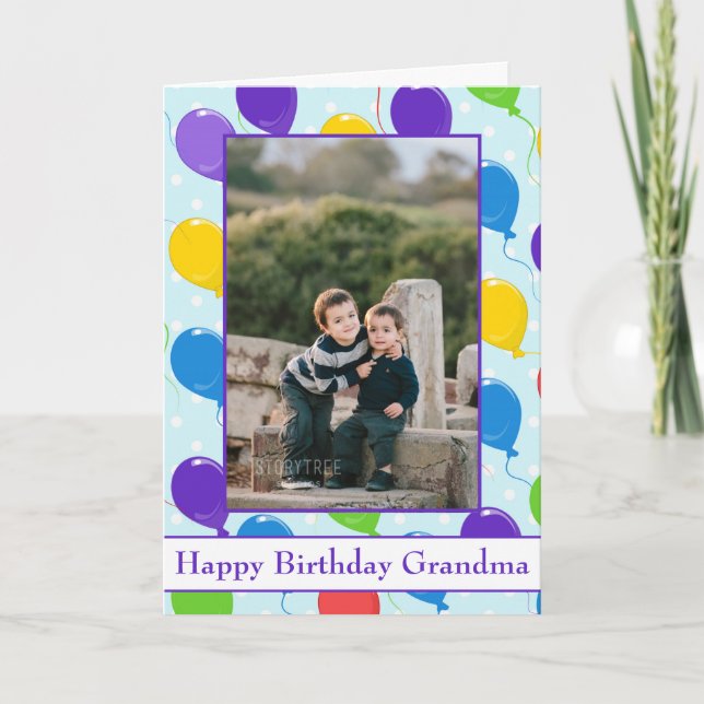 Birthday Balloons for Grandma Photo Card (Front)