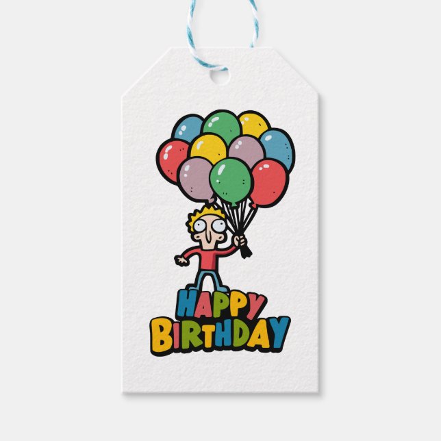Birthday Balloons Gift Tags (Front)