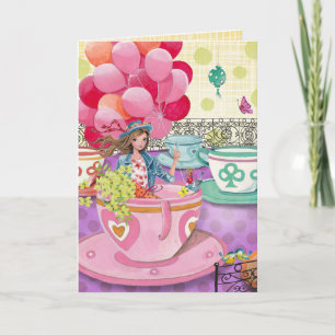 Birthday Balloons Girl Funfair   Birthday Card