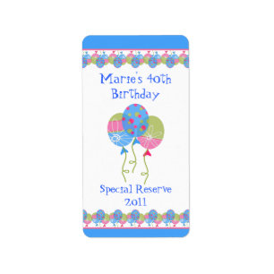 Birthday Balloons Home Made Wine Labels