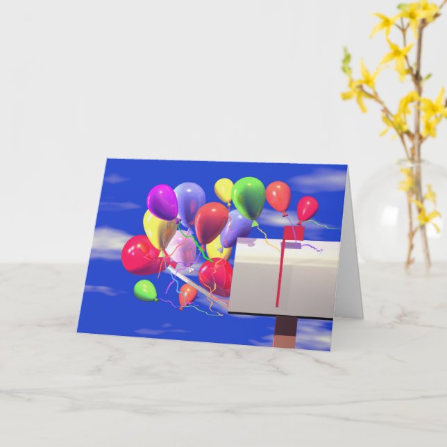 Birthday Balloons in a Mailbox Card (Yellow Flower)