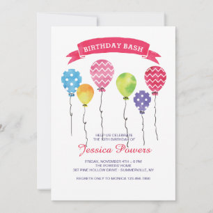 Birthday Balloons Invitation
